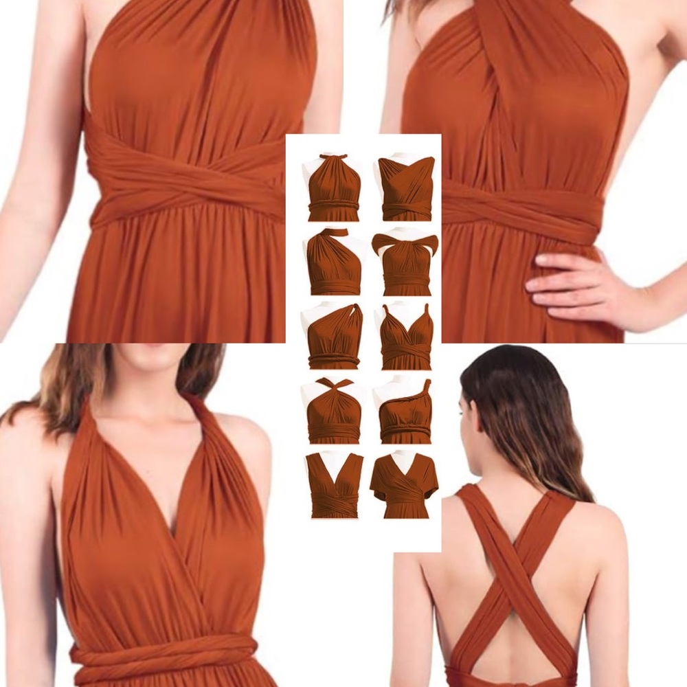 Maxi Convertible Women’s Multiway Dress - Size M Rust Orange (Terracotta)